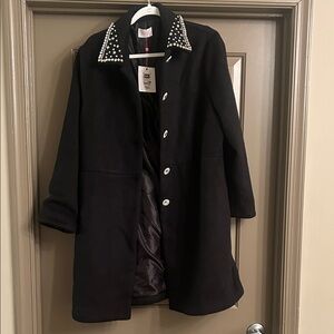 Glam Black Coat with Crystal Collar NWT